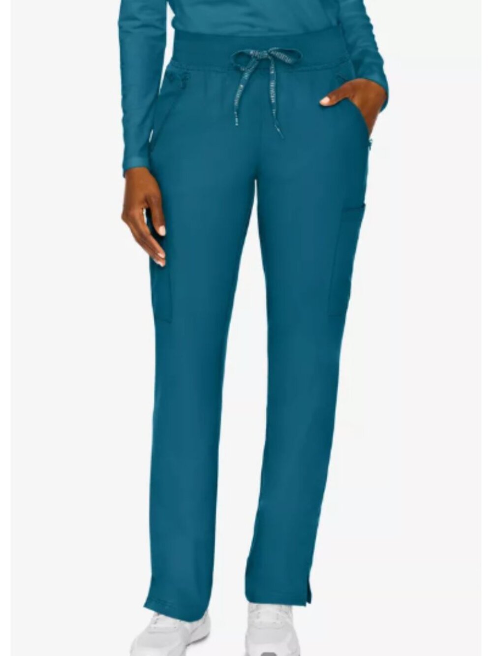 Med Couture Insight Scrub Pants Caribbbean Blue Drawstring Cargo Straight Leg L